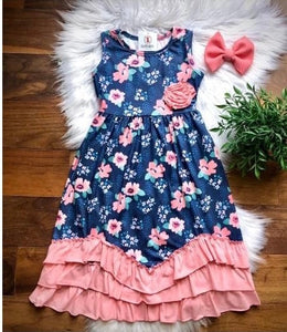 Navy & Pink Maxi Dress