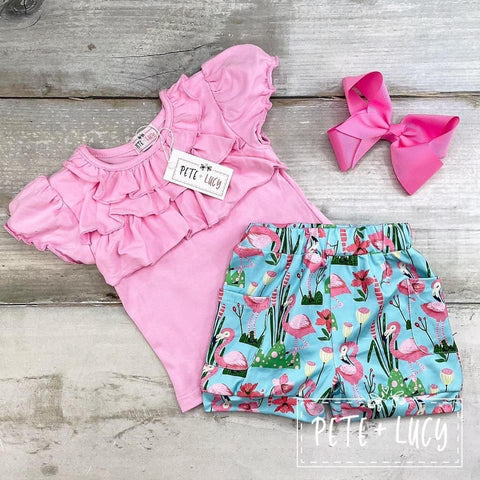 Funky Flamingo Shorts Set