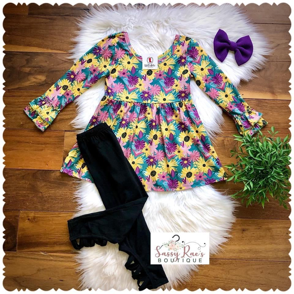 Sunflowers & Daisies lattice pant set