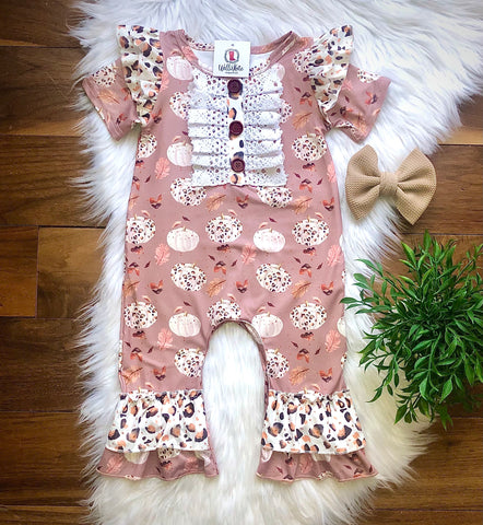 Leopard Pumpkin Romper
